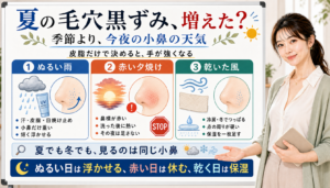 夏の毛穴黒ずみは皮脂だけで決めず今夜の小鼻の天気で見る