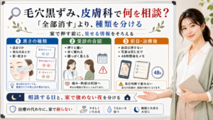 毛穴黒ずみは皮膚科で全部消すより種類を分け家で押す前に情報をそろえる