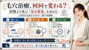 毛穴治療は何回で変わるかより黒い点開き感ざらつきなど見る変化を決める