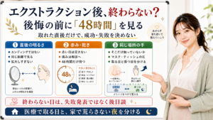 エクストラクション後に終わらない黒ずみは後悔の前に48時間の赤み乾き同じ場所の手を見る