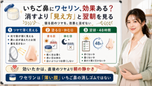 いちご鼻にワセリンは消すよりツヤの見え方と翌朝48時間の赤み重さで見る