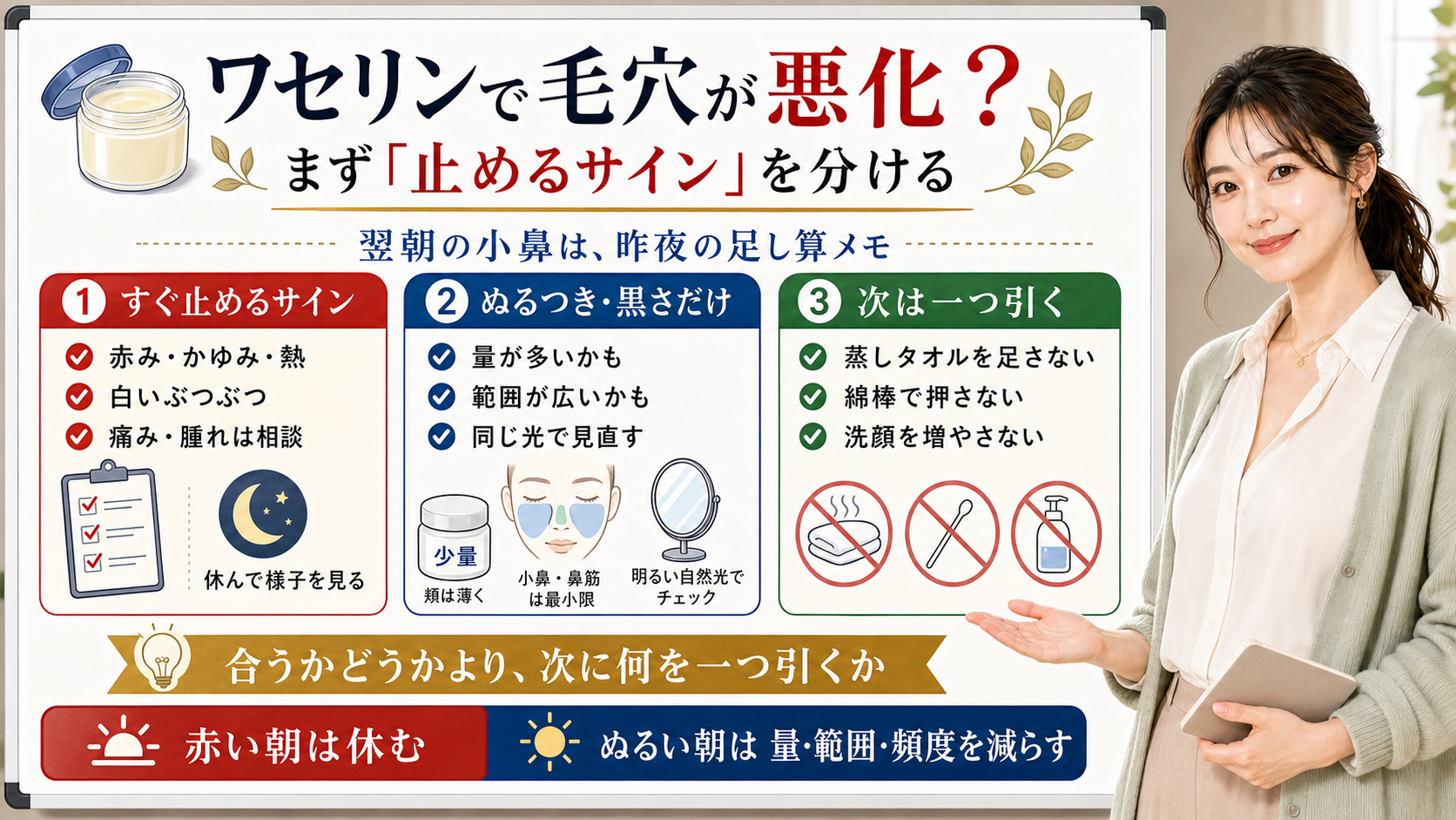 ワセリンで毛穴が悪化する時は赤みかゆみ白いぶつぶつなど止めるサインを分ける
