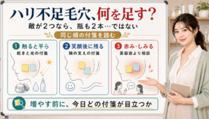 ハリ不足毛穴はたるみ毛穴との違いを同じ頬の付箋として読み美容液を増やす前に目立つ付箋を見る