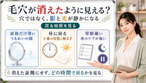 毛穴が消えたように見えるのは穴ではなく影と光が静かになるためで戻る時間を見る