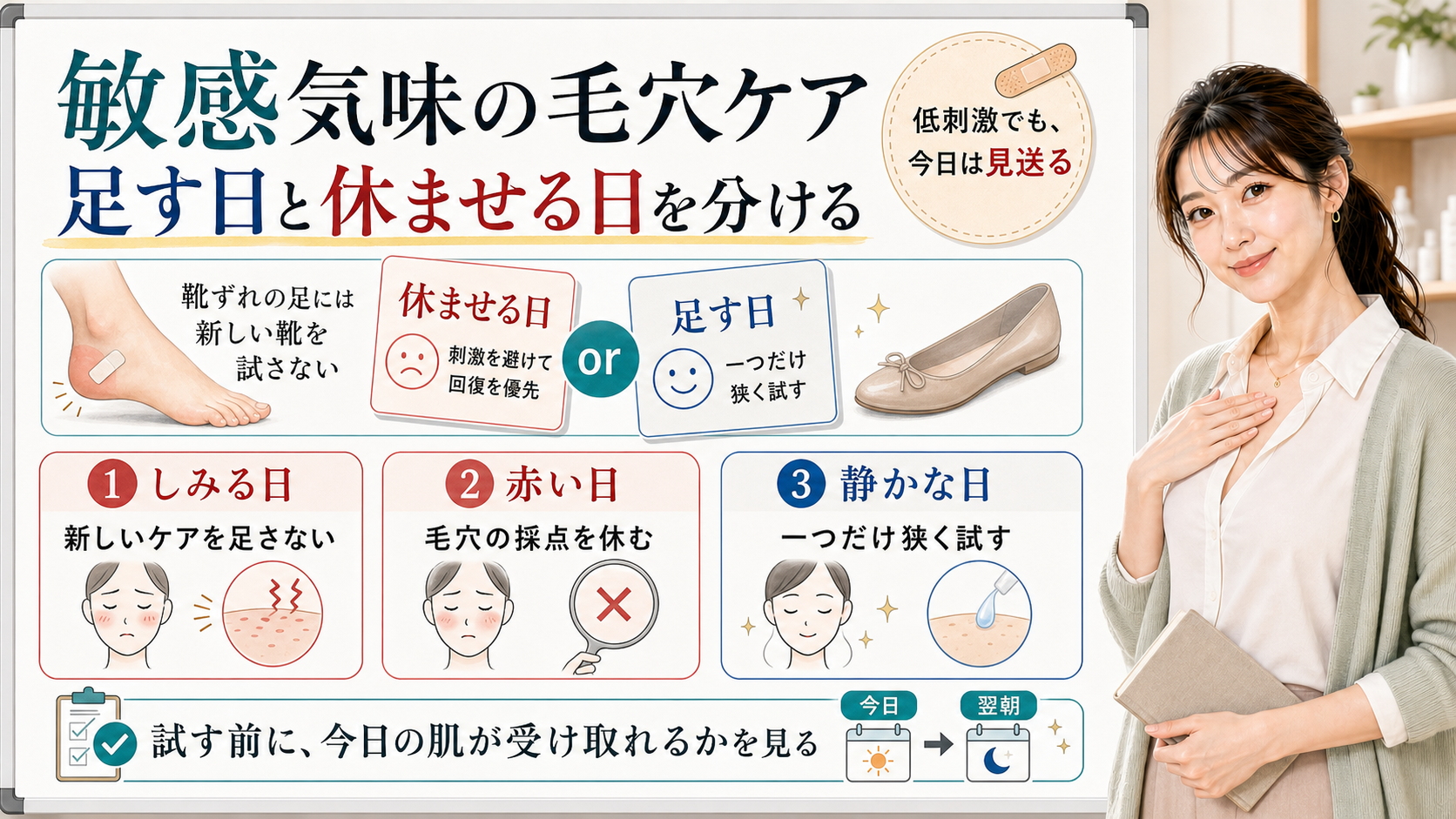 敏感気味の毛穴ケアは低刺激でも今日は見送りしみる日赤い日静かな日で足す日と休ませる日を分ける