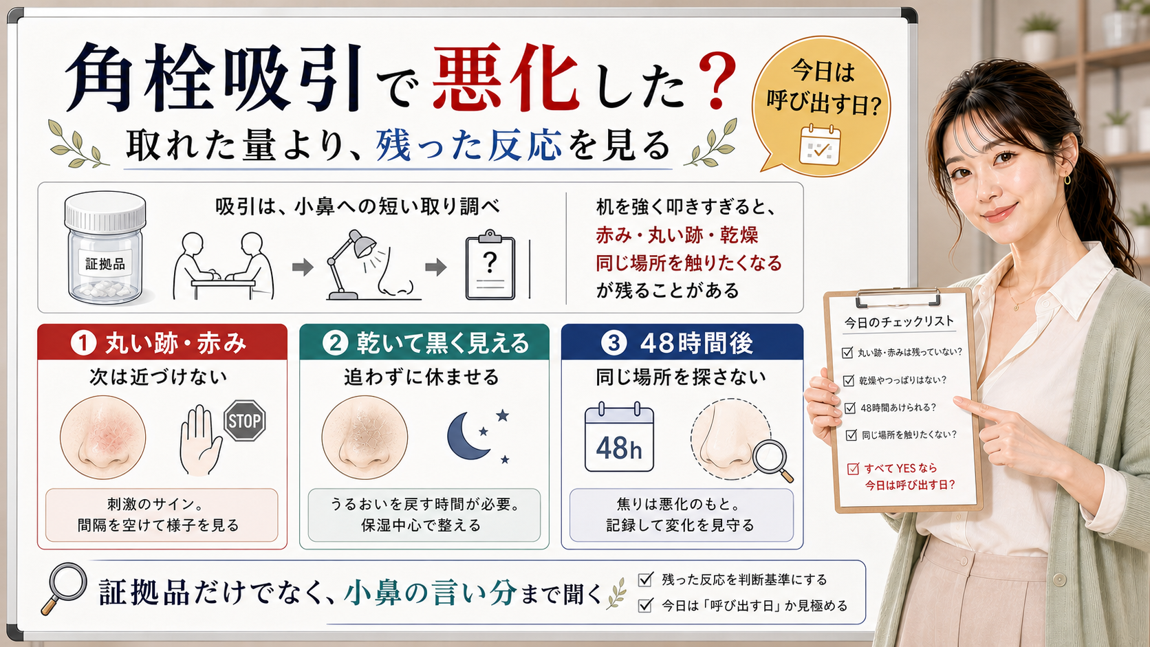 角栓吸引で悪化したかは取れた量より丸い跡赤み乾き48時間後に同じ場所を探すかで見る