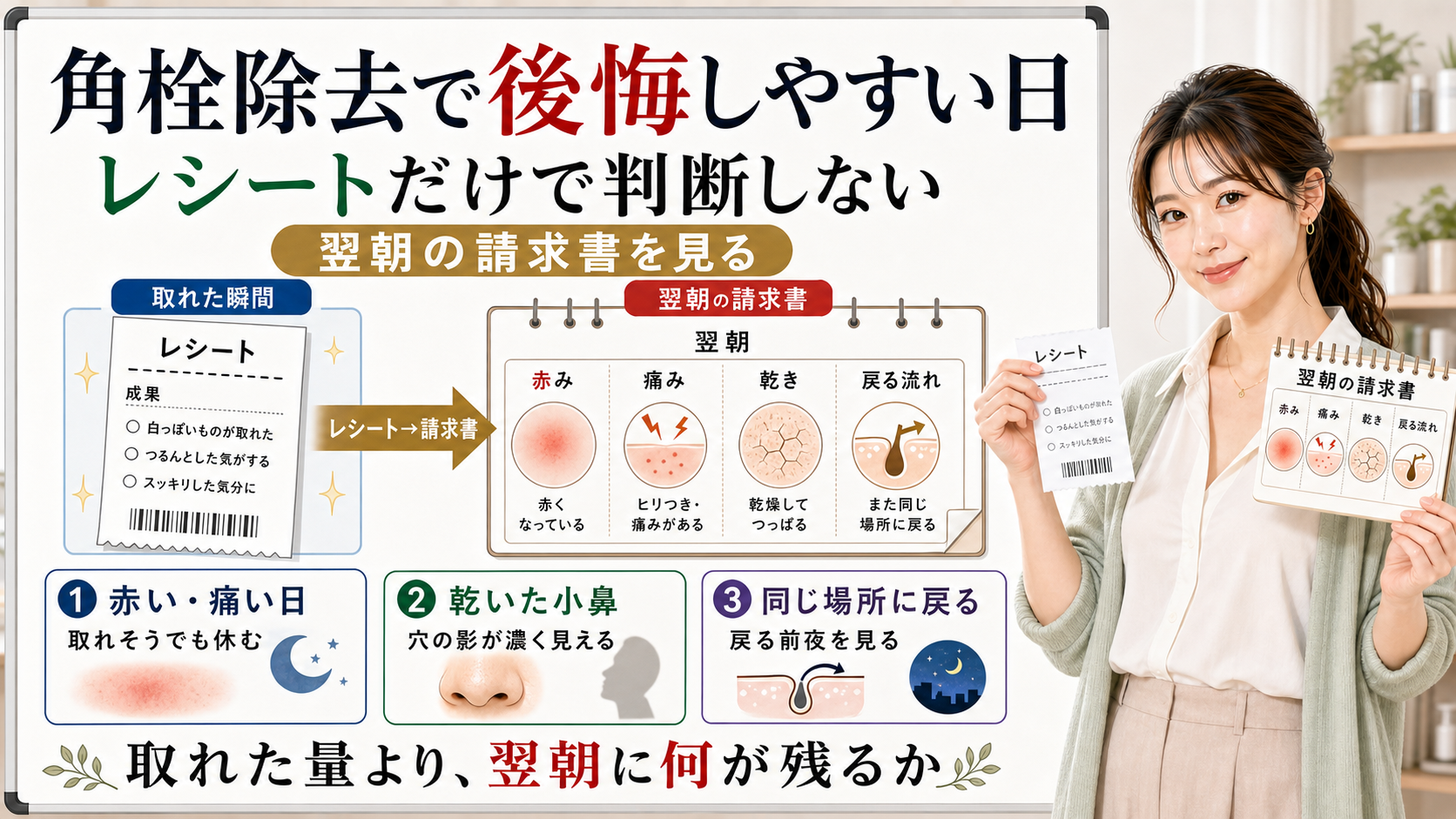 角栓除去の後悔は取れた量より翌朝の赤み痛み乾き同じ場所に戻る流れを見る