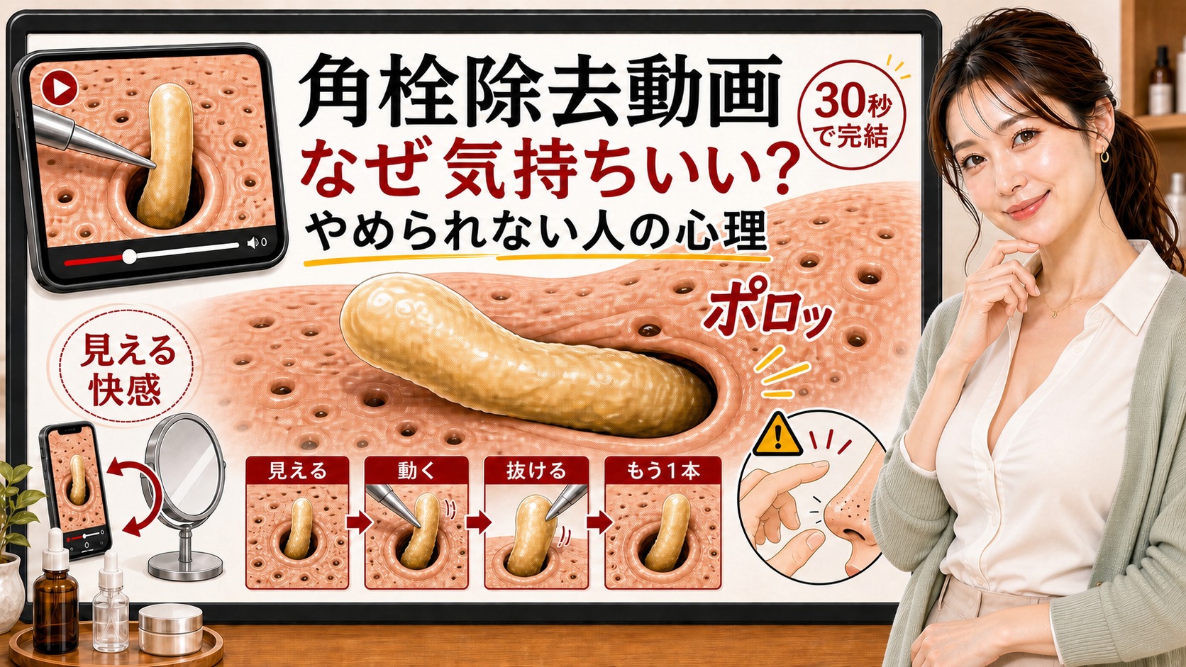 角栓除去動画が気持ちいい理由とやめられない心理を解説