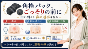 角栓パックでごっそり取る前に白い列より赤みや乾きなど鼻の返事を見るアイキャッチ