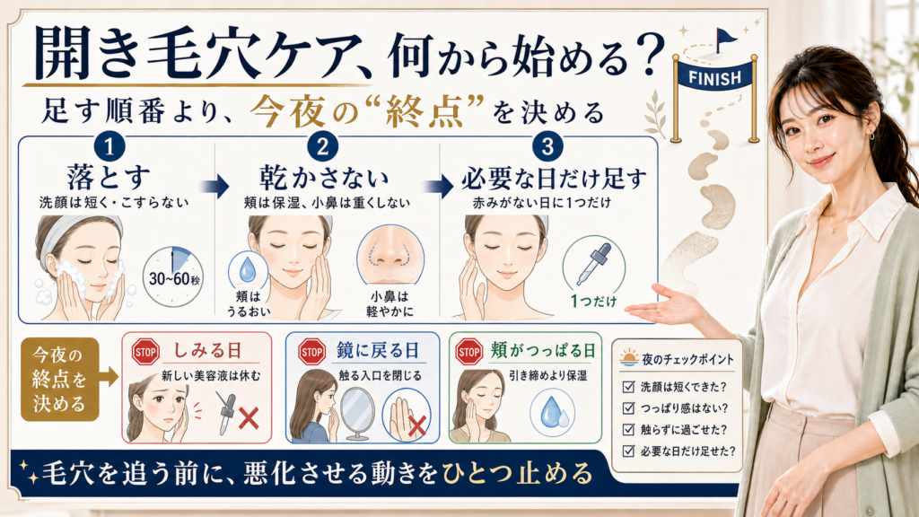 開き毛穴ケアを足す順番ではなく今夜の終点で整えるアイキャッチ