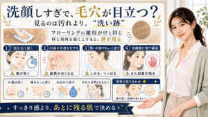 開き毛穴を悪化させる洗顔習慣を洗い跡で説明するアイキャッチ