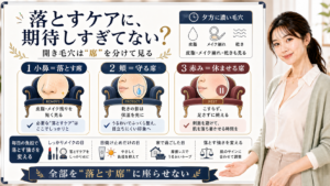 開き毛穴改善で落とすケアに期待しすぎず小鼻頬赤みの席を分けるアイキャッチ