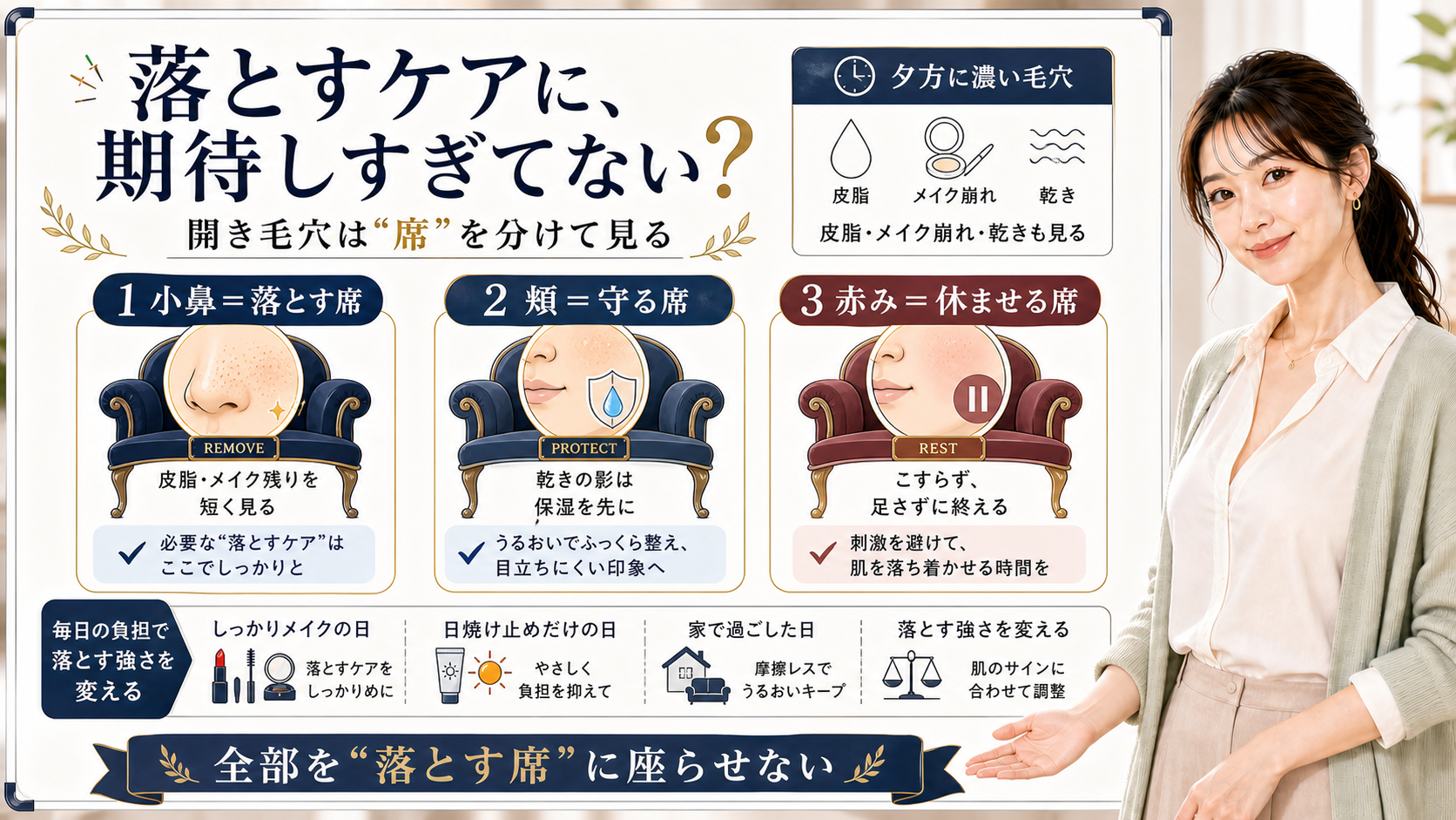 開き毛穴改善で落とすケアに期待しすぎず小鼻頬赤みの席を分けるアイキャッチ