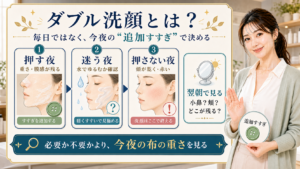 ダブル洗顔とは何かを今夜の追加すすぎで判断する説明ボード