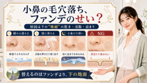 小鼻の毛穴落ちはファンデではなく下の地面の乾き皮脂詰まりを見ると整理したアイキャッチ