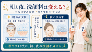朝と夜 洗顔料は変える 二本にする前に落とす相手を見る