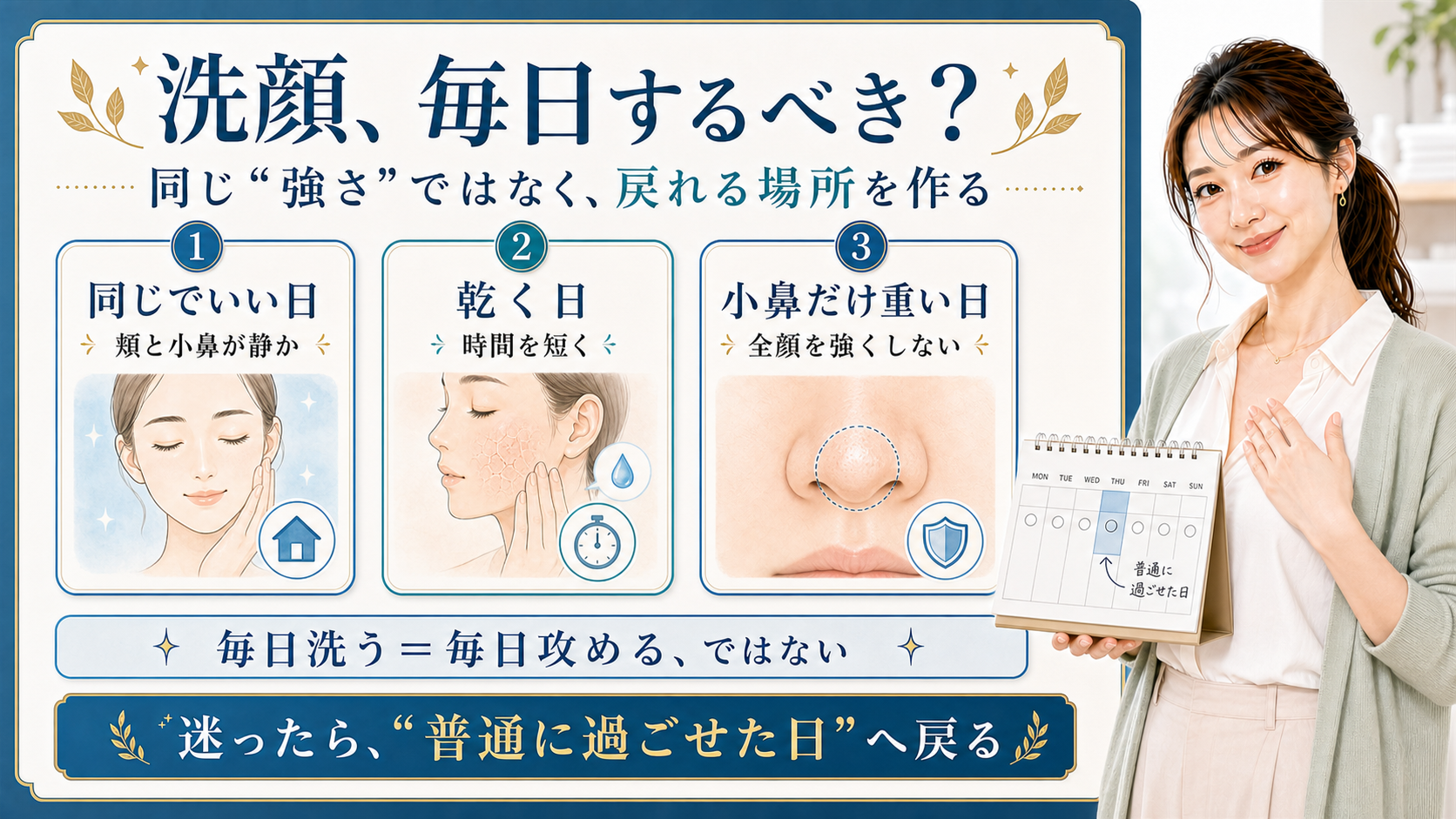 洗顔 毎日するべき 同じ強さではなく戻れる場所を作る