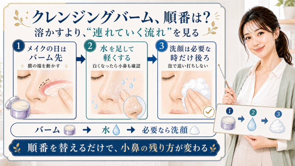 クレンジングバーム順番 バーム 水 必要なら洗顔