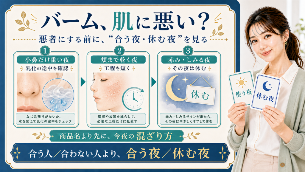 バーム肌に悪い 悪者にする前に合う夜休む夜を見る