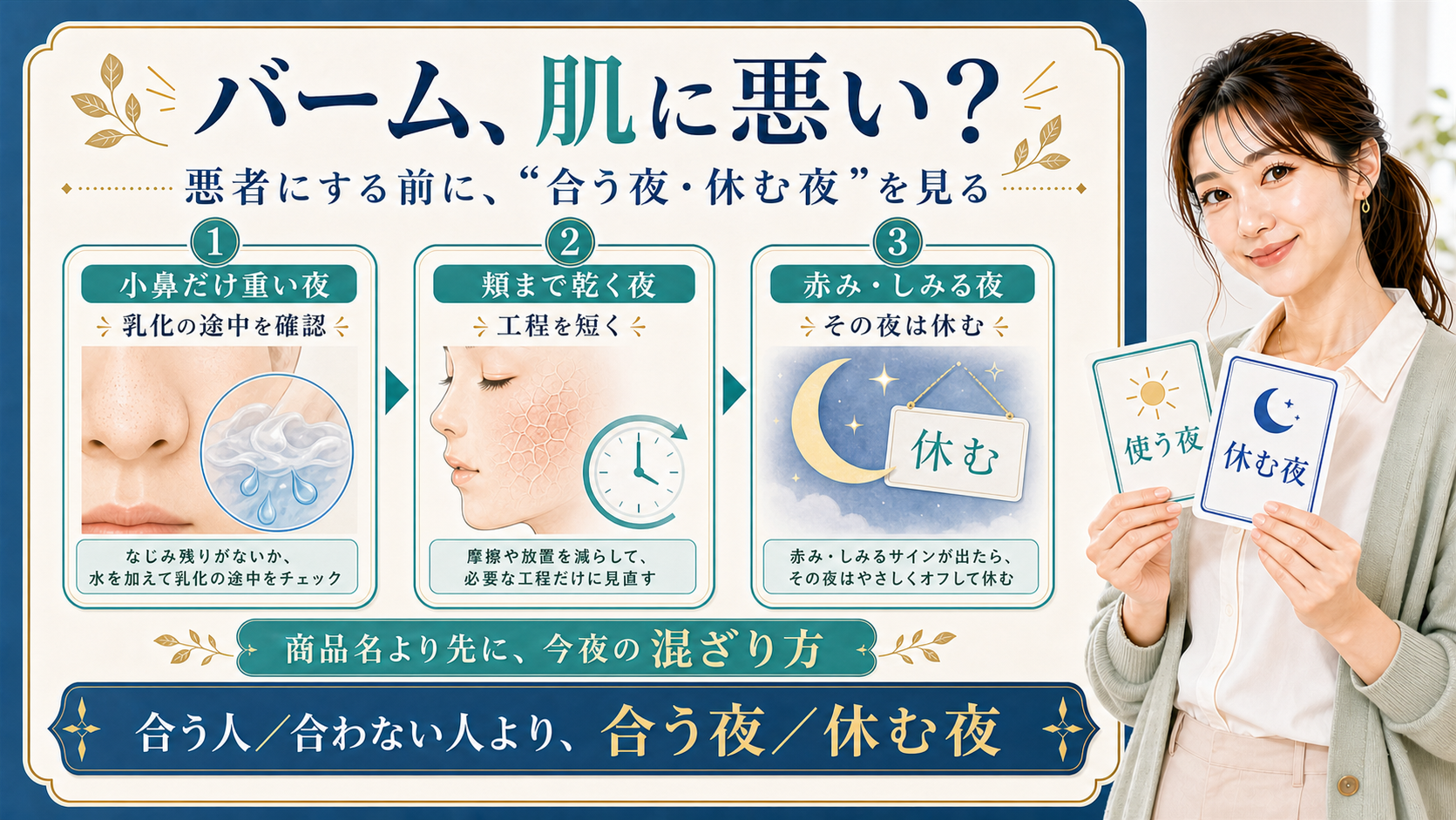 バーム肌に悪い 悪者にする前に合う夜休む夜を見る