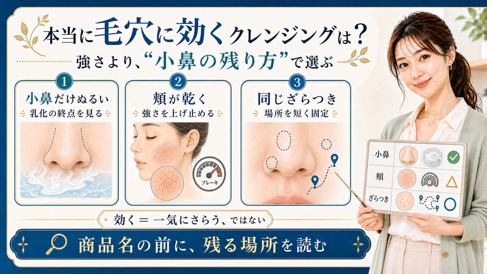 本当に毛穴に効くクレンジングは強さより小鼻の残り方で選ぶ