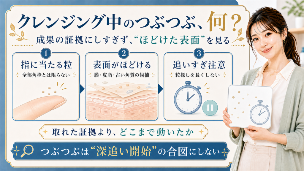 クレンジング中のつぶつぶ何 成果の証拠にしすぎずほどけた表面を見る