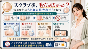 スクラブ後に毛穴が広がったように見える時は小鼻の拡大表示を疑う図