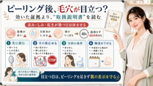 ピーリング後に毛穴が目立つ時は取扱説明書を読んで48時間休ませる図