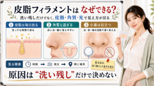 皮脂フィラメントはなぜできるかを皮脂・角質・光で整理する図解
