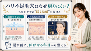 ハリ不足毛穴が戻りにくい理由を表面のうるおい・支えの教科・夜の終わり方で整理する図解