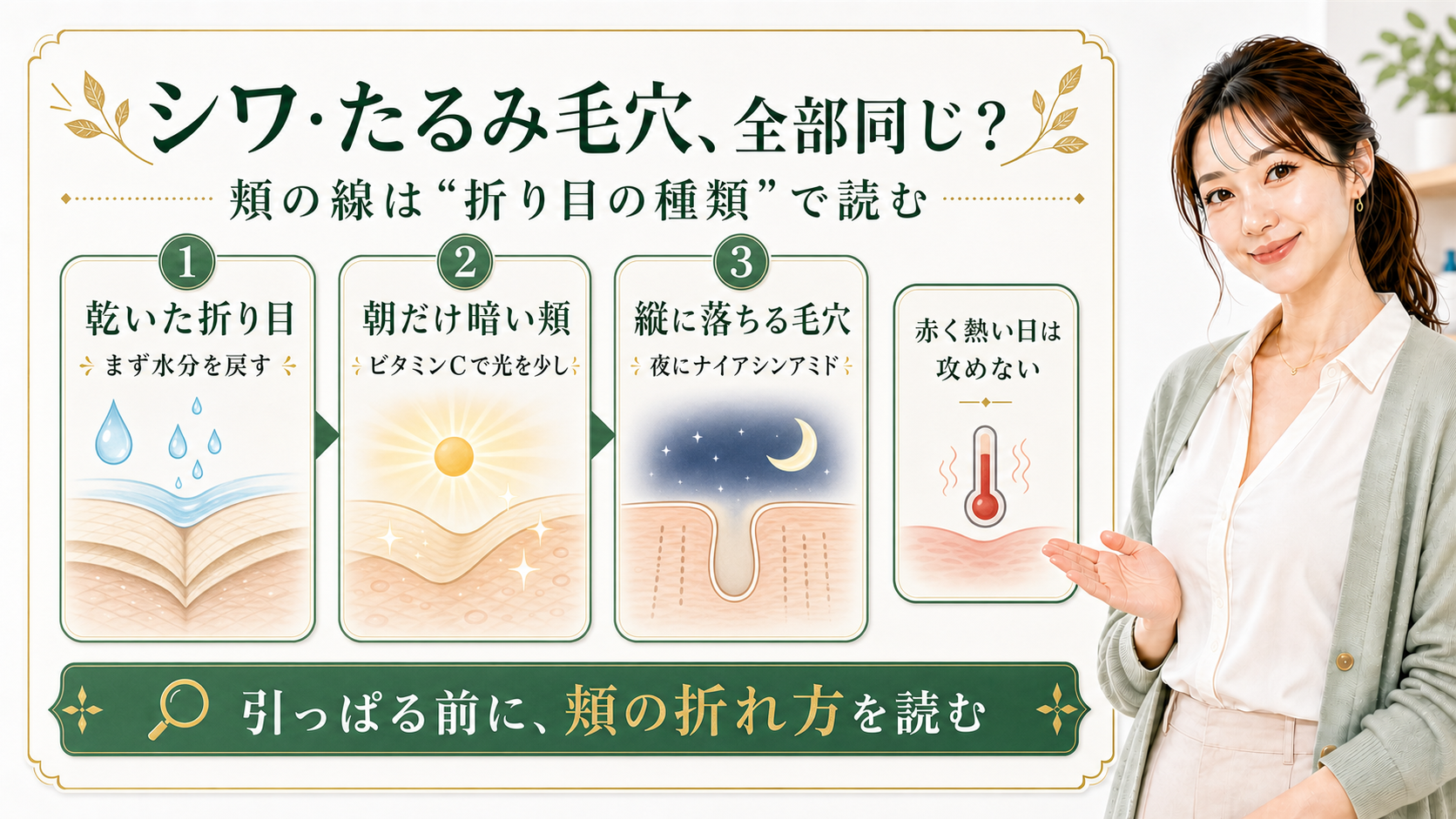 シワとたるみ毛穴をナイアシンアミドとビタミンCで整理する最新美容ボード