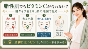 脂性肌や敏感肌でビタミンCが合わない時の顔の地図を整理する最新美容ボード