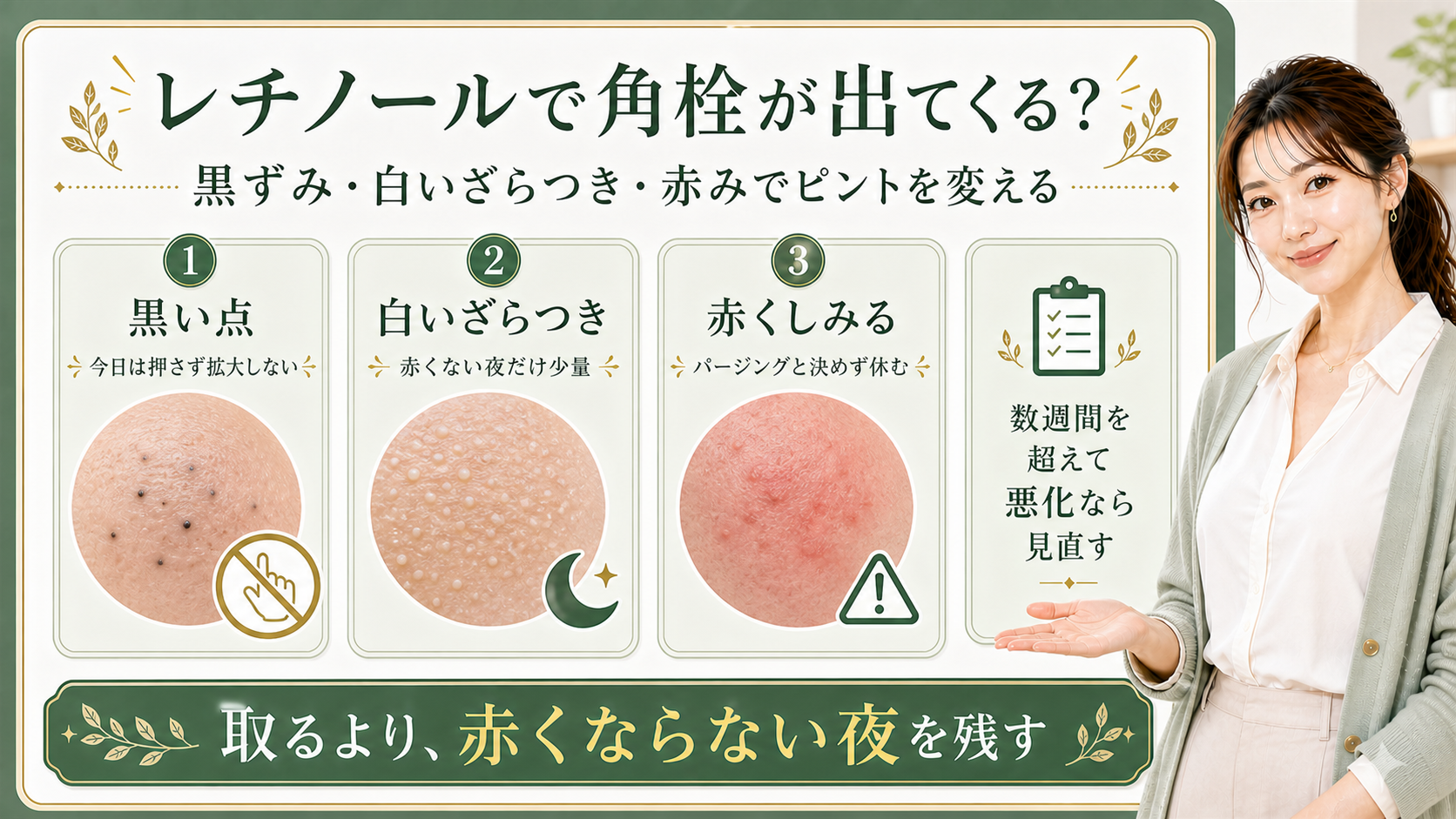 レチノールで角栓が出てくる時の黒ずみ白いざらつき赤みを整理する最新美容ボード