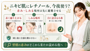 ニキビ肌にレチノールを使う時の赤みしみる場所小鼻詰まりを整理する最新美容ボード