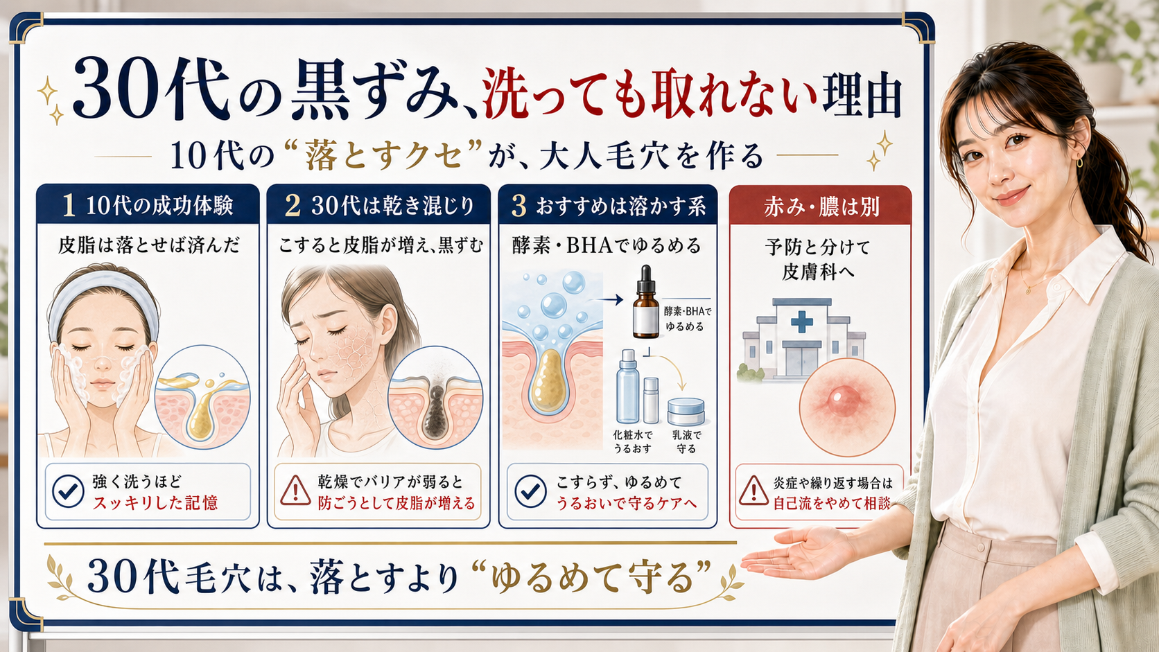 30代の黒ずみが洗っても取れない理由は10代の落とすクセが乾き混じりの大人肌に合わないことだと整理したアイキャッチ