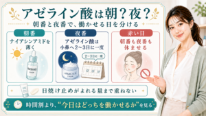 アゼライン酸は朝か夜かを朝番・夜番・赤い日で分ける解説ボード