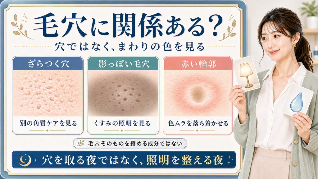 トラネキサム酸は毛穴そのものではなく周りのくすみや色ムラを見ることを示すアイキャッチ