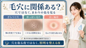 トラネキサム酸は毛穴そのものではなく周りのくすみや色ムラを見ることを示すアイキャッチ