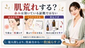 サリチル酸で赤みやピリピリが出た時は効いている証拠ではなく洗面台から一枚減らすことを示すアイキャッチ