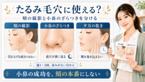 サリチル酸は頬のたるみ毛穴を引き上げず小鼻のざらつきと分けて見ることを示すアイキャッチ