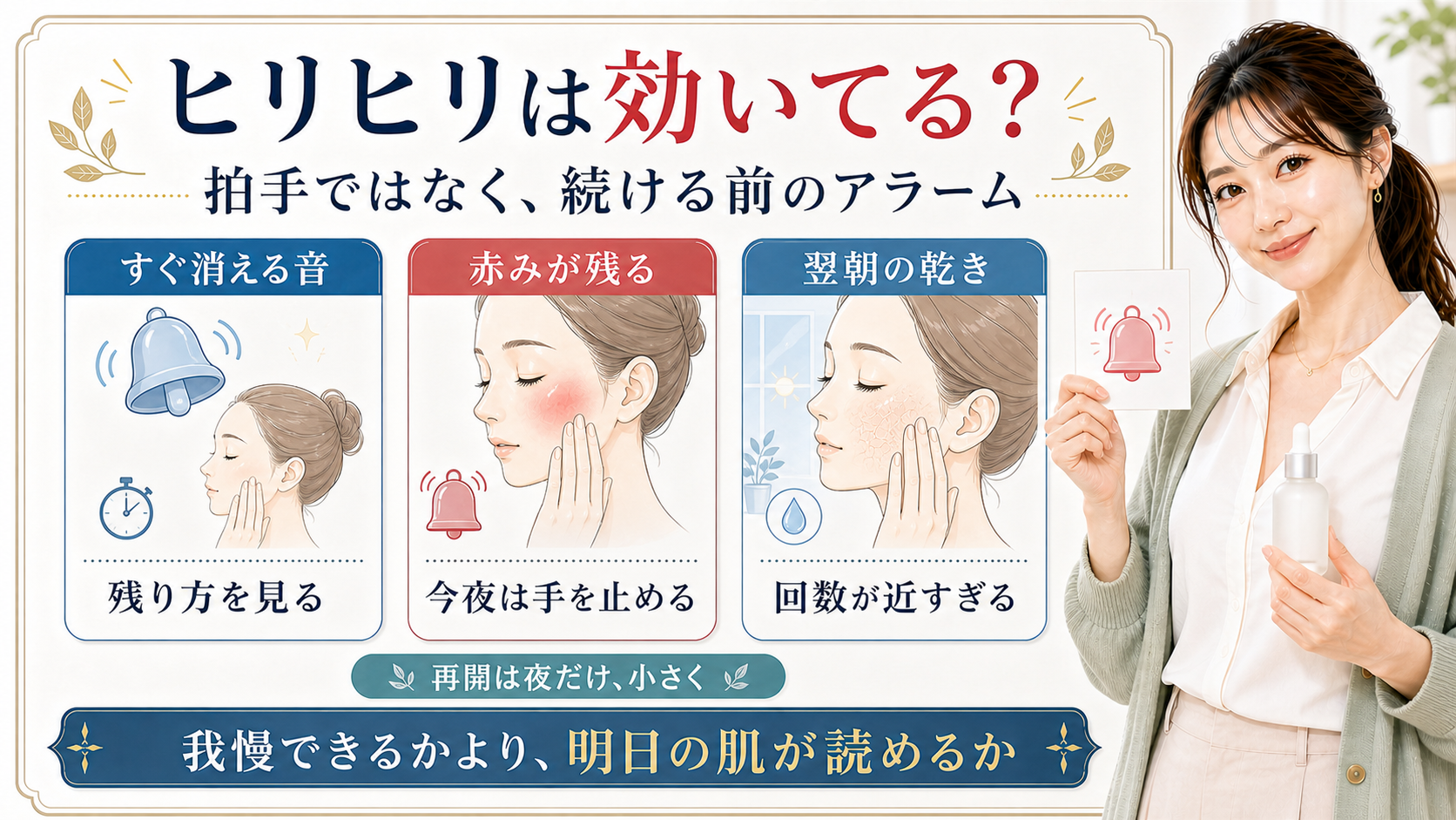 AHAのヒリヒリは効いている証拠ではなく続ける前のアラームとして見ることを示すアイキャッチ