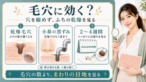セラミドは毛穴を縮めるのではなく乾燥した毛穴まわりの目地を見ることを示すアイキャッチ