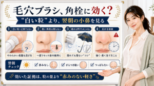 毛穴ブラシが角栓に効くかは白い粒ではなく翌朝の小鼻の赤みやざらつきで見ると整理したアイキャッチ