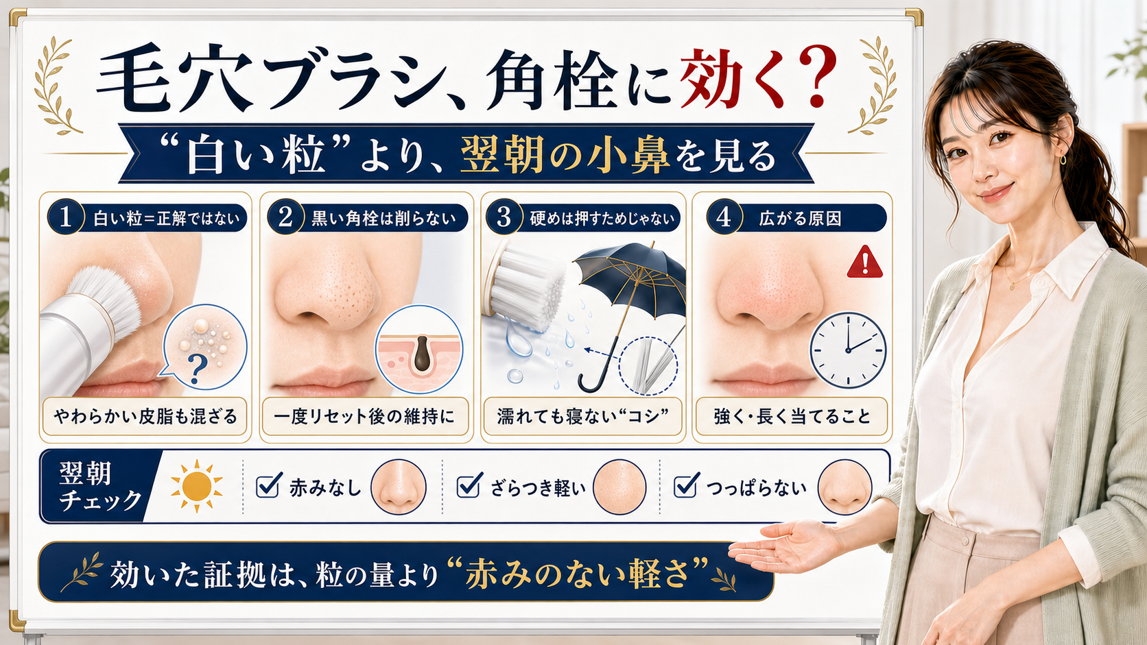 毛穴ブラシが角栓に効くかは白い粒ではなく翌朝の小鼻の赤みやざらつきで見ると整理したアイキャッチ