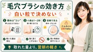 毛穴ブラシは白い粒ではなく翌朝の小鼻で見ると整理したアイキャッチ