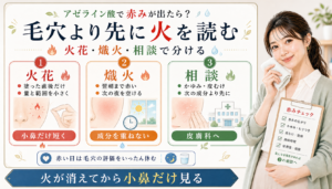 アゼライン酸で赤みが出た時に火花、熾火、相談で休み方を分けるアイキャッチ