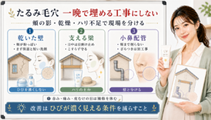 たるみ毛穴を乾いた壁、支える梁、小鼻配管で分けて見るアイキャッチ