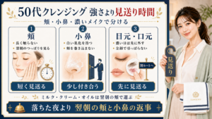 50代のクレンジングを頬、小鼻、目元口元の見送り時間で選ぶアイキャッチ