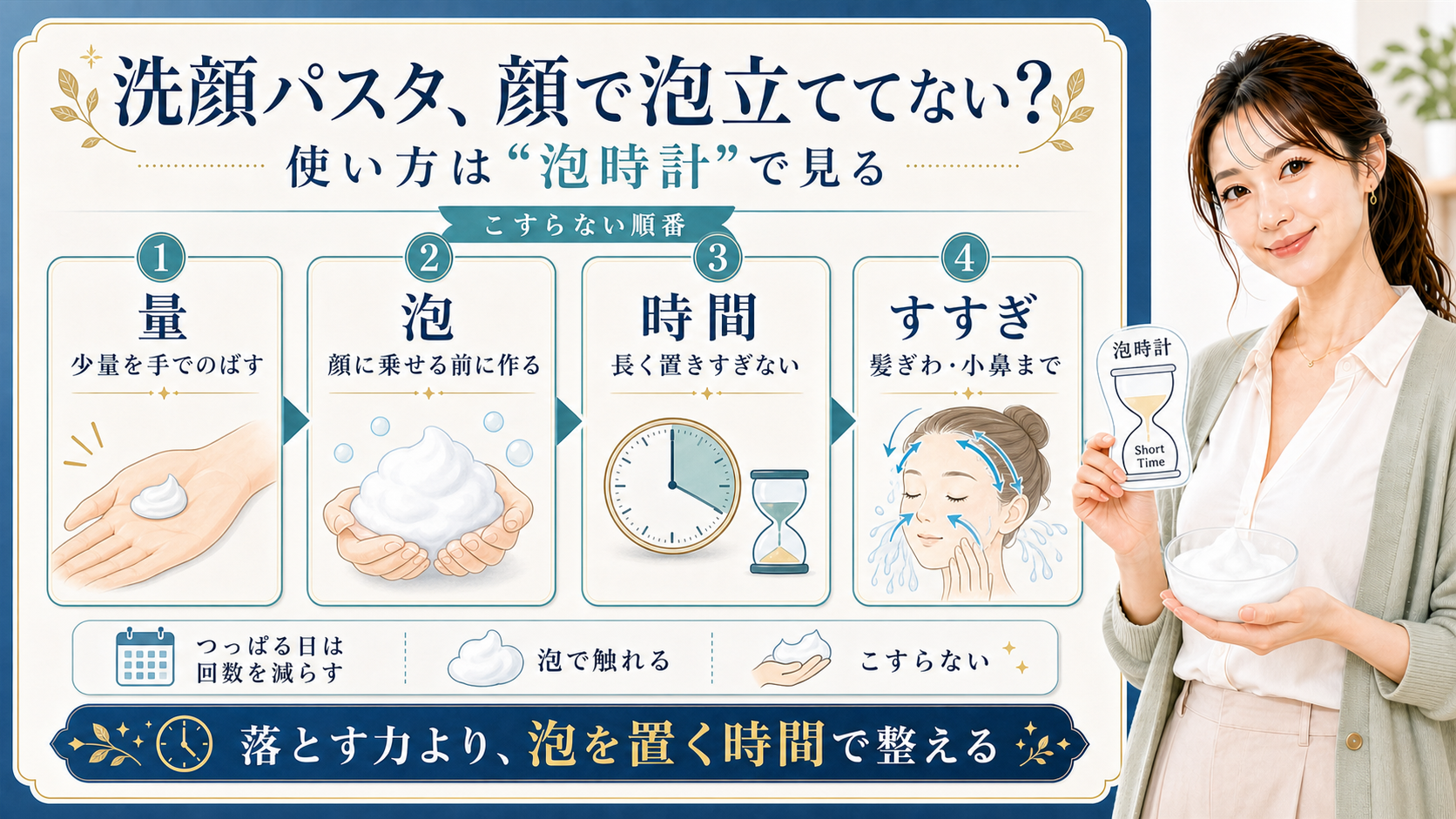 洗顔パスタ 顔で泡立ててない 使い方は泡時計で見る