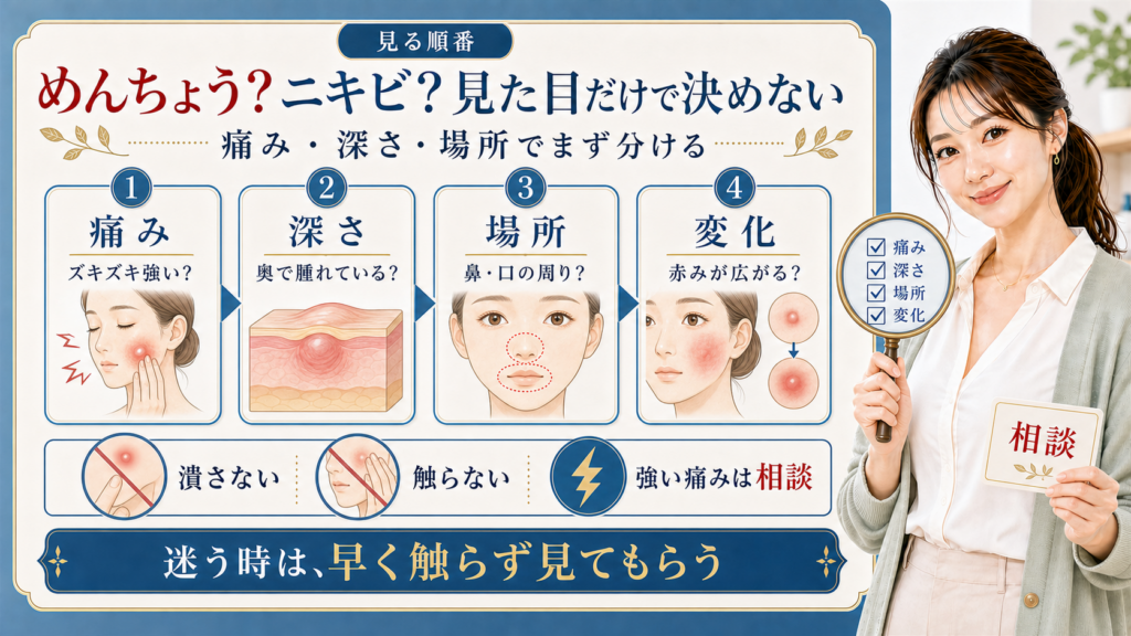 めんちょう ニキビ 見た目だけで決めない 痛み深さ場所で分ける